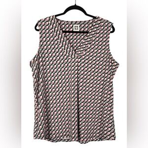 Anne Klein Pink and Black Geometric Sleeveless Blouse💕